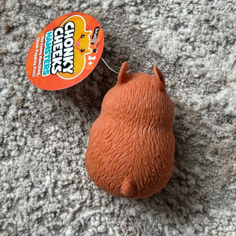 Chunky Cheeks Hamster Orange & White Squeeze Toy - Cheeky Pet Stress Reliever